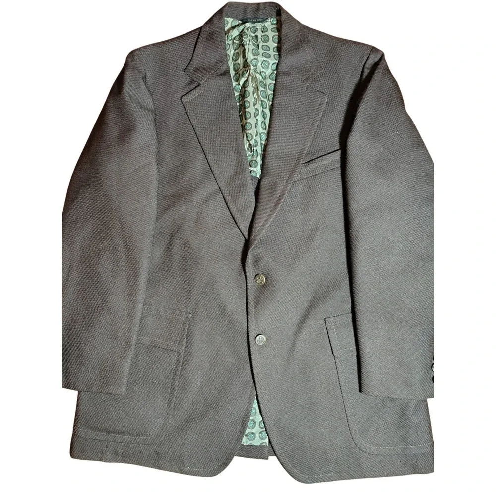 Vintage Cricketeer Men's Sport Coat Blazer 44R 2-Button Brown Textured Lining Ox